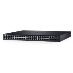 Dell Networking S3148P, L3, PoE+, 48x 1GbE, 2x Combo, 2x 10GbE SFP+ fixed ports, Stacking, IO to PSU air, 1x 1100w AC PS
